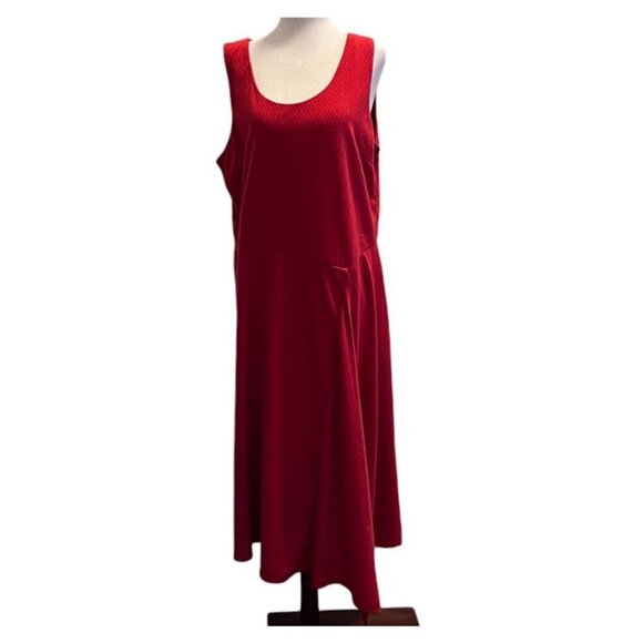 Soft Surroundings Womens Red Sleeveless Textured Fit and Flare Midi Dress LARGE - Picture 11 of 11